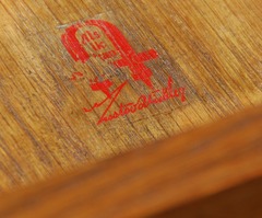 Gustav Stickley signature red decal inside drawer,  used 1905 to 1912.
